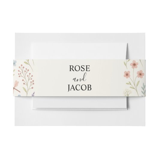 ロマンチックワイルドフラワー結婚式招待状ベリーバンド 招待状ベリーバンド (正面例)