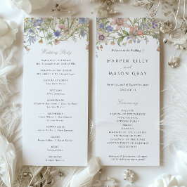 ロマンチックワイルドフラワー結婚式 プログラムパステルカラー 招待状