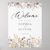 ロマンチックワイルドフラワー開花結婚フローラのサイン ポスター (正面)