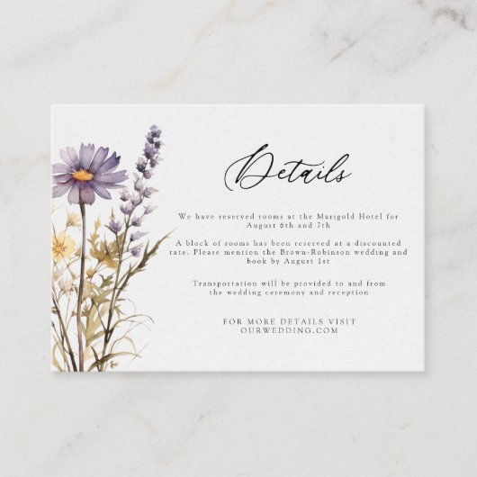 ロマンチックワイルドフラワー開花結婚フローラの詳細 エンクロージャーカード (正面)