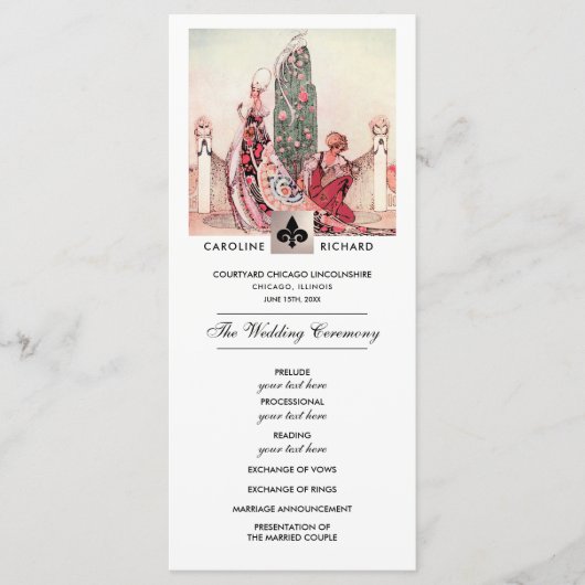 ロマンチックヴィンテージアートカスタムウェディングプログラム プログラム (正面)