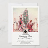 ロマンチックヴィンテージアート婚約パーティ招待状 招待状 (正面)