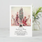 ロマンチックヴィンテージアート婚約パーティ招待状 招待状 (スタンド正面)