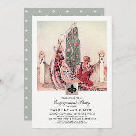 ロマンチックヴィンテージアート婚約パーティ招待状 招待状