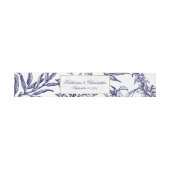 ロマンチックヴィンテージネイビーブルー金ゴールドボタニッ結婚クス 招待状ベリーバンド (フラット)