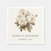 ロマンチックヴィンテージバラアンティーク結婚ホワイト スタンダードカクテルナプキン (正面)