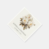 ロマンチックヴィンテージバラアンティーク結婚ホワイト スタンダードカクテルナプキン (角)