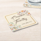 ロマンチックヴィンテージバラ。パーソナライズ。 スクエアペーパーコースター (アングル)