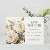 ロマンチックヴィンテージバラQRコード結婚ズ セーブザデート (スタンド正面)