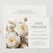 ロマンチックヴィンテージバラQRコード結婚ズ セーブザデート (正面/裏面)