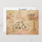 ロマンチックヴィンテージパリイン春コラージュ ポストカード (正面/裏面)