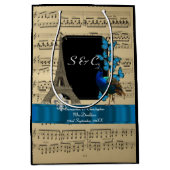 ロマンチックヴィンテージパーソナライズされたパ結婚リス ミディアムペーパーバッグ (正面)