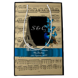 ロマンチックヴィンテージパーソナライズされたパ結婚リス ミディアムペーパーバッグ