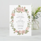 ロマンチックヴィンテージピンクローズ結婚ズ 招待状 (スタンド正面)
