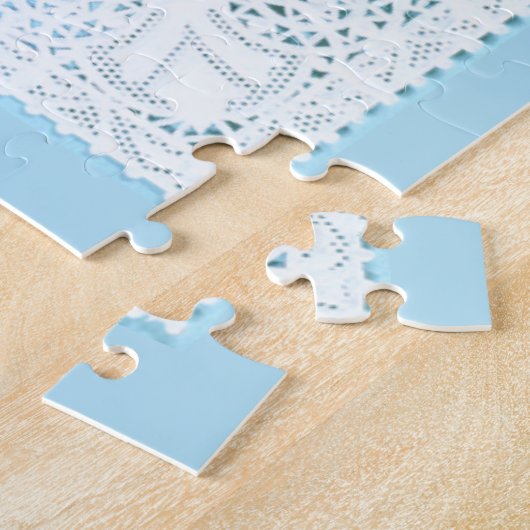 ロマンチックヴィンテージフラワーレース縁どバレンタイン ジグソーパズル (側面)