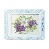 ロマンチックヴィンテージフラワーレース縁どバレンタイン マグネット (横)