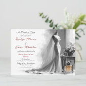 ロマンチックヴィンテージブライダルスケッチ結婚式招待状 招待状 (スタンド正面)