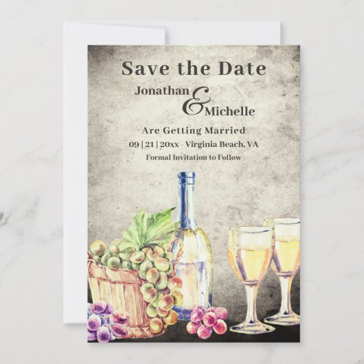 ロマンチックヴィンテージヴィネヤード結婚ワイナリー セーブザデート (正面)