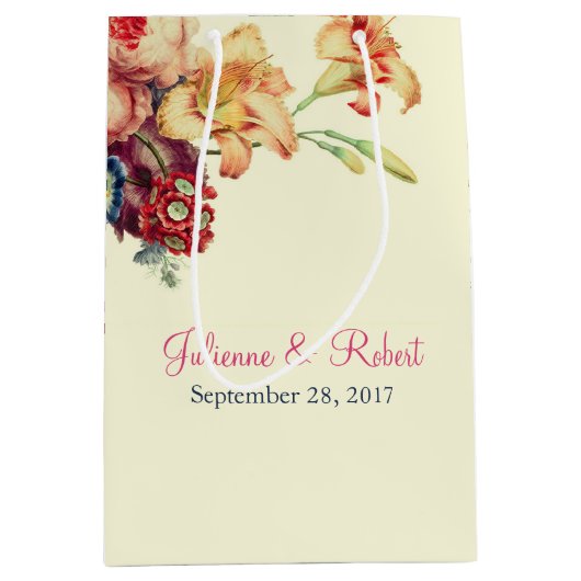 ロマンチックヴィンテージ結婚フローラ抱き枕 ミディアムペーパーバッグ (正面)