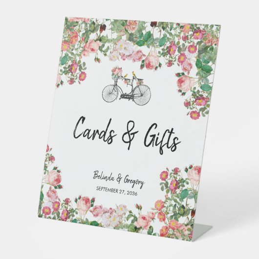 ロマンチックヴィンテージ花結婚式カードギフト 台座サイン (正面)