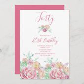 ロマンチックヴィンテージ花誕生会 招待状 (正面/裏面)