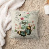 ロマンチックヴィンテージ蝶山花エフェメラ クッション (ブランケット)