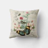 ロマンチックヴィンテージ蝶山花エフェメラ クッション (裏面)