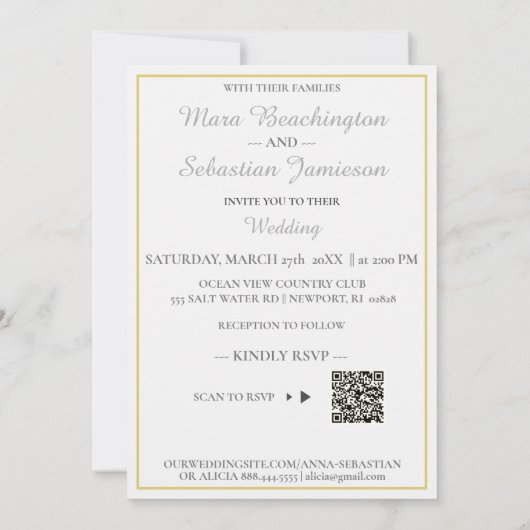 *~ロマンチックヴィンテージAR26 QR RSVPフローラ結婚のI 招待状 (裏面)