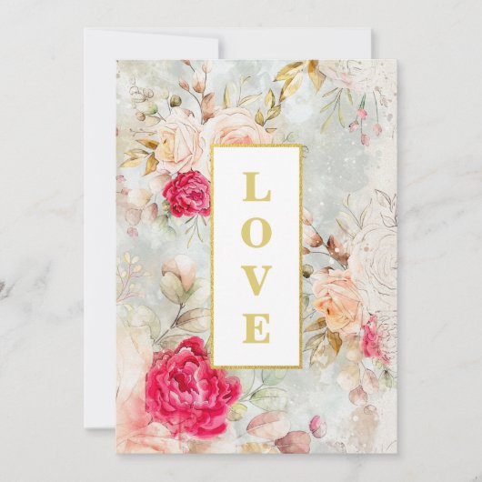 *~ロマンチックヴィンテージQR AR26 RSVPフローラ結婚s 招待状 (正面)