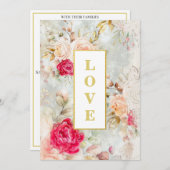 *~ロマンチックヴィンテージQR AR26 RSVPフローラ結婚s 招待状 (正面/裏面)