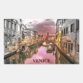 ロマンチックヴェネツィアイタリアゴンドラシティビュー 長方形シール (正面)