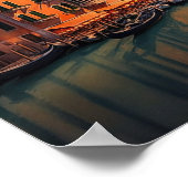 ロマンチックヴェネツィアイタリアサンセットビュー ポスター (角)