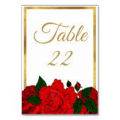 ロマンチック伝統的な金ゴールド額赤いバラ結婚ズ テーブルナンバー (裏面)