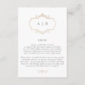 ロマンチック伝統的クラシック金ゴールドモノグラ結婚ムの エンクロージャーカード (正面)