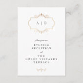 ロマンチック伝統的クラシック金ゴールドモノグラ結婚ムの エンクロージャーカード (正面)