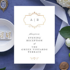 ロマンチック伝統的クラシック金ゴールドモノグラ結婚ムの エンクロージャーカード