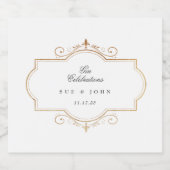 ロマンチック伝統的クラシック金ゴールドモノグラ結婚ムの リキュールボトルラベル (シングルラベル)