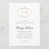 ロマンチック伝統的クラシック金ゴールドモノグラ結婚ムの 招待状 (正面)