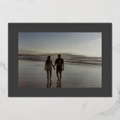 ロマンチック伝統的クラシック金ゴールドモノグラ結婚ムの 箔招待状 (裏面)