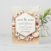 ロマンチック印刷可能ビーチ結婚式 セーブザデート (スタンド正面)