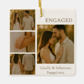 ロマンチック婚約したな写真婚約クリスマス セラミックオーナメント (正面)