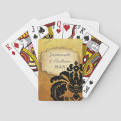 ロマンチック家宝ヴィンテージ金ゴールドバラブラックダマスク トランプ (裏面)