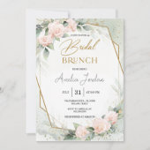 ロマンチック幾何学ピンクフローラブライダル招待状 招待状 (正面)