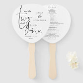 ロマンチック引用文スクリプト白黒結婚式 プログラム ハンドファン (正面&裏面)