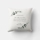 ロマンチック引用文パーソナライズされたユーカリ クッション (裏面)