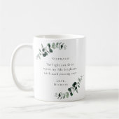 ロマンチック引用文ユーカリパーソナライズされた コーヒーマグカップ (左)