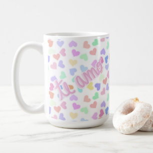 ロマンチック手書きテアモパステルハート紙吹雪 コーヒーマグカップ