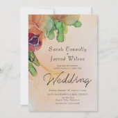 ロマンチック抽象芸術バラガーランド結婚式招待状 招待状 (正面)