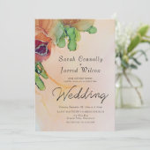 ロマンチック抽象芸術バラガーランド結婚式招待状 招待状 (スタンド正面)