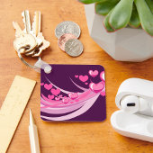 ロマンチック抽象芸術ピンクハートデザインオンパープル キーホルダー